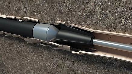 Pipe bursting equipment replacing old sewer line underground